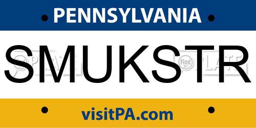 SMUKSTR Pennsylvania License Plate