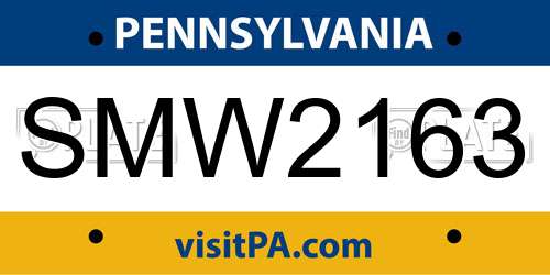 SMW2163 Pennsylvania License Plate