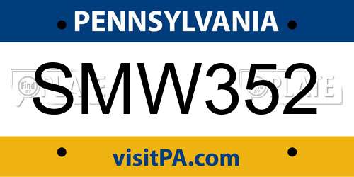 SMW352 Pennsylvania License Plate