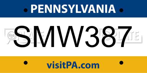 SMW387 Pennsylvania License Plate