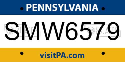 SMW6579 Pennsylvania License Plate