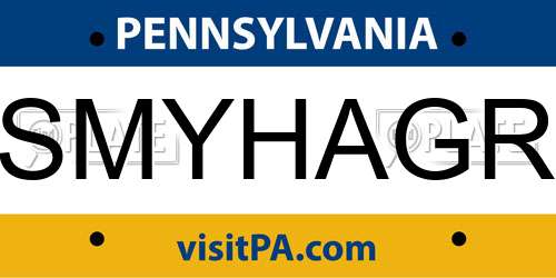 SMYHAGR Pennsylvania License Plate