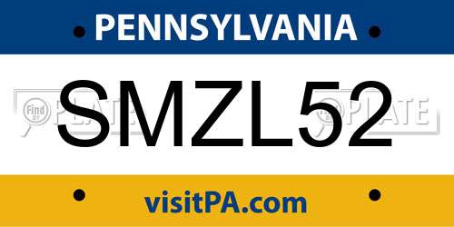 SMZL52 Pennsylvania License Plate