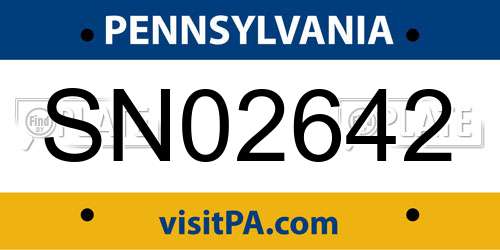 SN02642 Pennsylvania License Plate