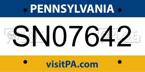 SN07642 Pennsylvania License Plate
