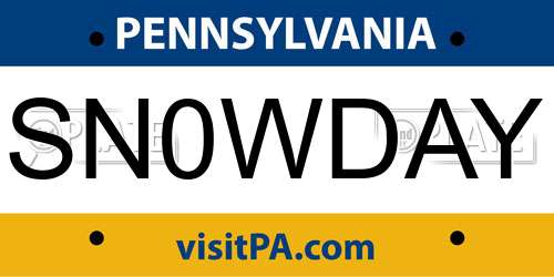 SN0WDAY Pennsylvania License Plate