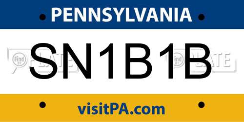 SN1B1B Pennsylvania License Plate