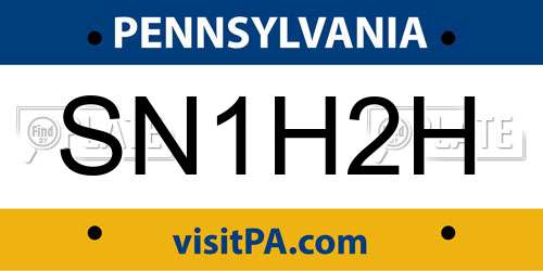 SN1H2H Pennsylvania License Plate