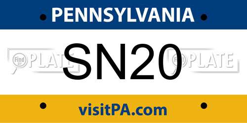 SN20 Pennsylvania License Plate