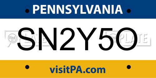 SN2Y5O Pennsylvania License Plate