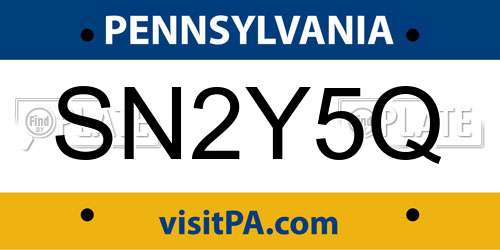 SN2Y5Q Pennsylvania License Plate