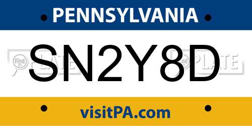 SN2Y8D Pennsylvania License Plate