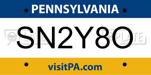 SN2Y8O Pennsylvania License Plate