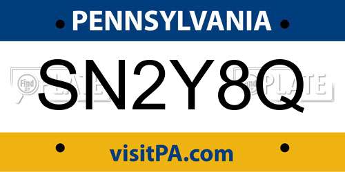 SN2Y8Q Pennsylvania License Plate