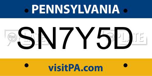SN7Y5D Pennsylvania License Plate