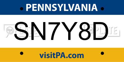 SN7Y8D Pennsylvania License Plate
