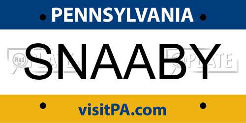 SNAABY Pennsylvania License Plate