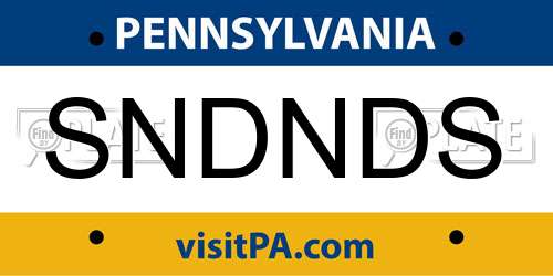 SNDNDS Pennsylvania License Plate