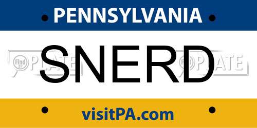 SNERD Pennsylvania License Plate