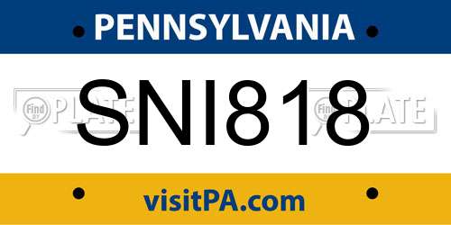 SNI818 Pennsylvania License Plate