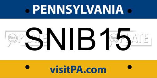 SNIB15 Pennsylvania License Plate