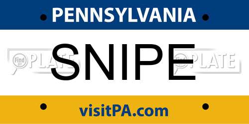 SNIPE Pennsylvania License Plate