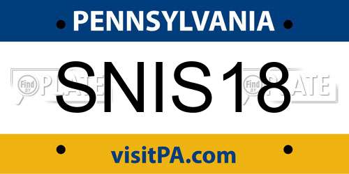 SNIS18 Pennsylvania License Plate