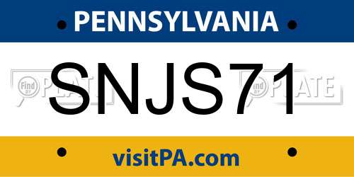 SNJS71 Pennsylvania License Plate