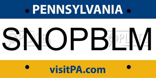 SNOPBLM Pennsylvania License Plate