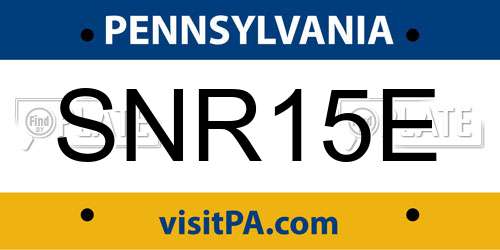 SNR15E Pennsylvania License Plate