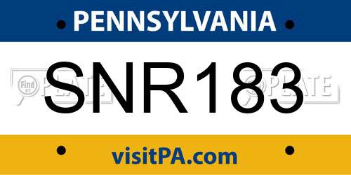 SNR183 Pennsylvania License Plate