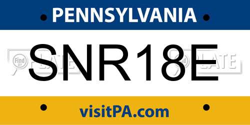 SNR18E Pennsylvania License Plate