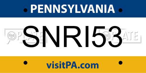 SNRI53 Pennsylvania License Plate