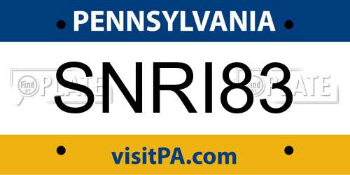 SNRI83 Pennsylvania License Plate