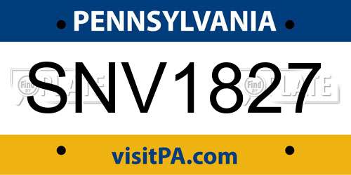 SNV1827 Pennsylvania License Plate