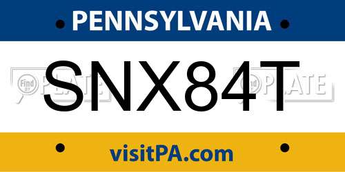 SNX84T Pennsylvania License Plate