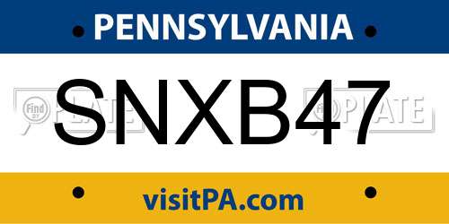 SNXB47 Pennsylvania License Plate