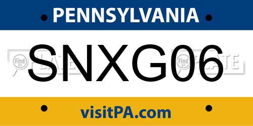 SNXG06 Pennsylvania License Plate
