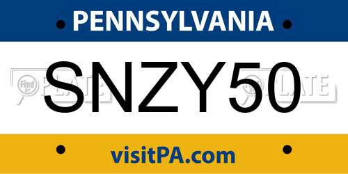 SNZY50 Pennsylvania License Plate
