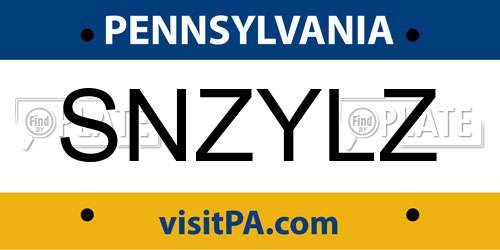 SNZYLZ Pennsylvania License Plate