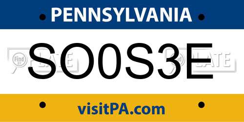 SO0S3E Pennsylvania License Plate