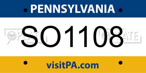 SO1108 Pennsylvania License Plate