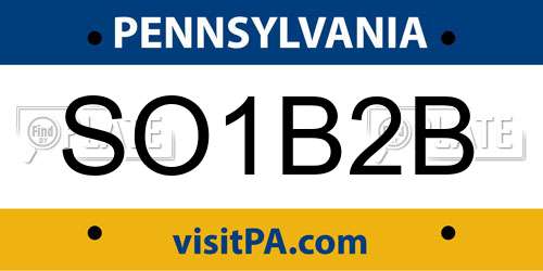 SO1B2B Pennsylvania License Plate