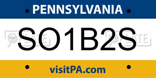 SO1B2S Pennsylvania License Plate