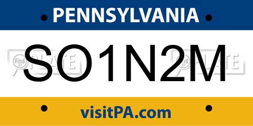 SO1N2M Pennsylvania License Plate