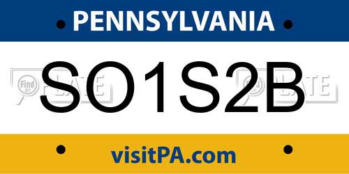 SO1S2B Pennsylvania License Plate