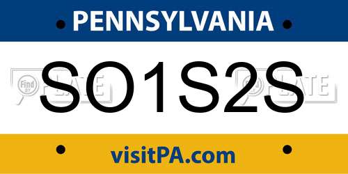 SO1S2S Pennsylvania License Plate