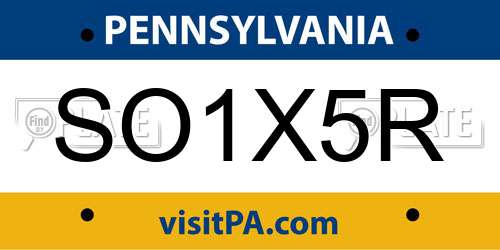 SO1X5R Pennsylvania License Plate