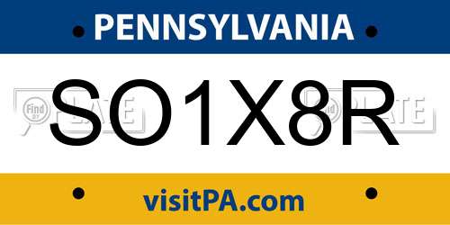 SO1X8R Pennsylvania License Plate