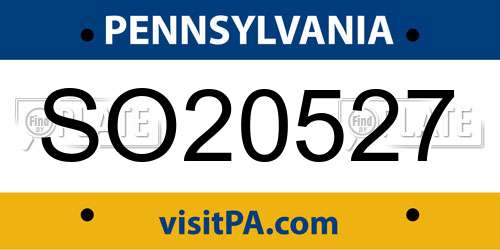 SO20527 Pennsylvania License Plate